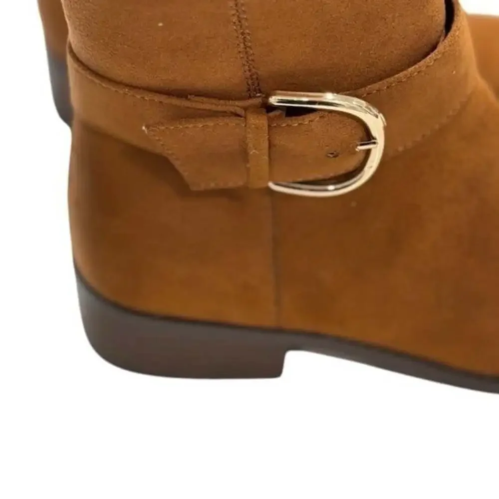 Steve Madden Kids Brown Cognac Faux Suede Buckle Ankle Boots Size 4